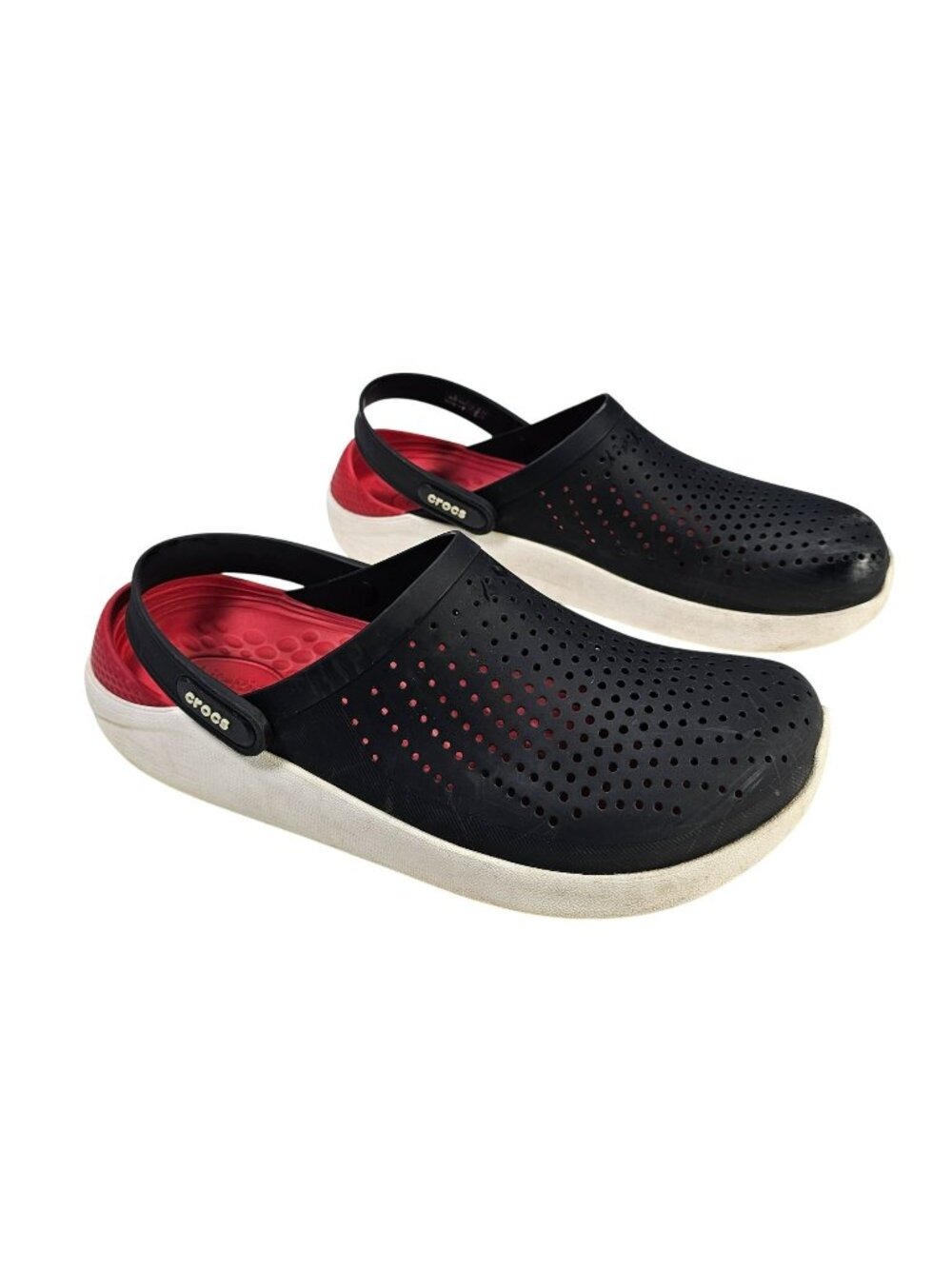 Crocs LiteRide Clogs Slip-On Shoes Men's Size 10 Women's 12 Black White Red